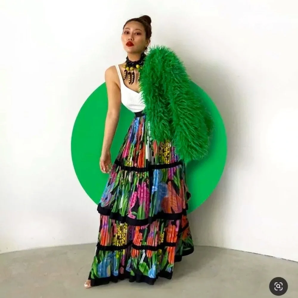 Iris Apfel X H&M Multicolored Ruffle Maxi Skirt - Picture 3 of 16